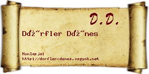 Dörfler Dénes névjegykártya